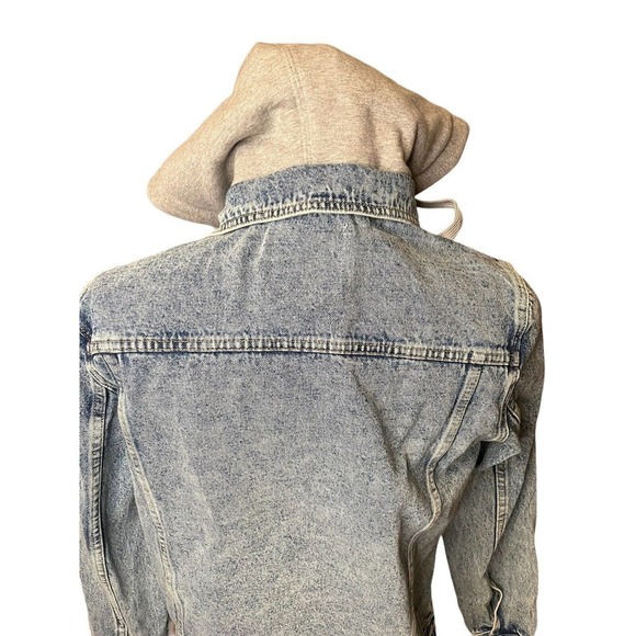 BlankNYC Men’s Jean Jacket Zip Off Hoodie NWT Medium Trucker Acid Wash - Picture 5 of 11